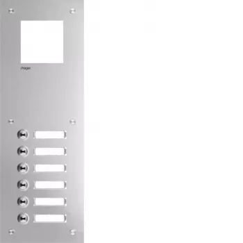 Hager RTQ106X tarpinio ryšio modulinė priekinė plokštė Mono 6 mygtukai, balta