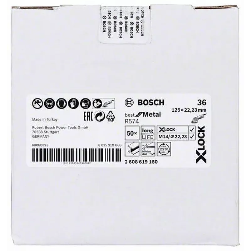 Bosch Best for Metal R574 pluoštinis diskas 125 mm X-LOCK grūdėtumas 36 2608619160