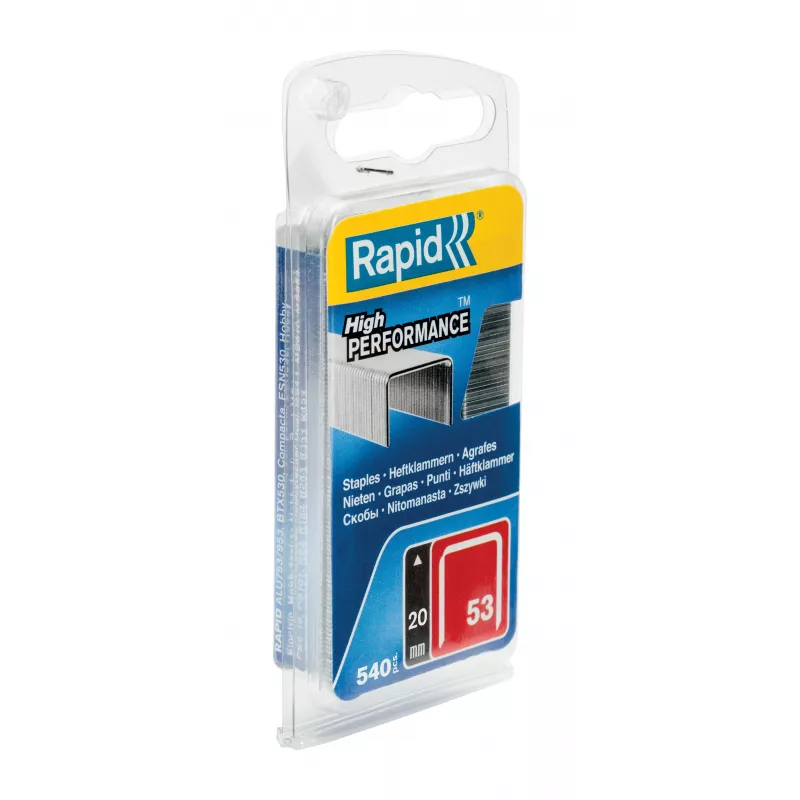 Rapid Tools Type 53 smulkios vielos segtukai, 20 mm kojelės, cinkuotas plienas, 2500 vnt. pakelyje 40109508