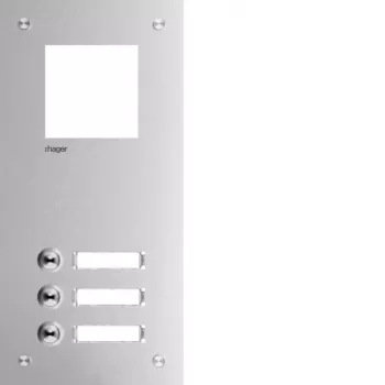 Hager RTQ103X priekinė plokštė domofonui Mono, 3 šaukimo mygtukai, sidabrinis anoduotas aliuminis