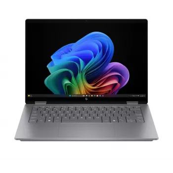 HP OmniBook X Flip 2-in-1 14-fk0020nw nešiojamas kompiuteris su 14,2 colio 2.8K OLED liečiamuoju ekranu, AMD Ryzen AI 5 340, 16GB RAM, 512GB SSD, Radeon 840M, Win11, Meteor Silver
