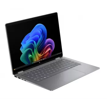 HP OmniBook X Flip 2-in-1 14-fk0020nw nešiojamas kompiuteris su 14,2 colio 2.8K OLED liečiamuoju ekranu, AMD Ryzen AI 5 340, 16GB RAM, 512GB SSD, Radeon 840M, Win11, Meteor Silver