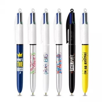 BIC 4 Colours tušinukas, 6 vienetų paketas, mėlynas korpusas, 4 rašalo spalvos (mėlyna, raudona, žalia, juoda), 1,0 mm vidutinis smaigas 9926071