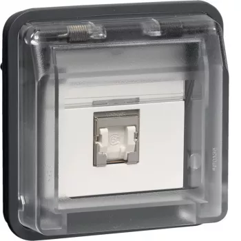 HAGER WNA226 UAE duomenų lizdas 8 polių ekranuotas Cat.6 RJ45 baltas
