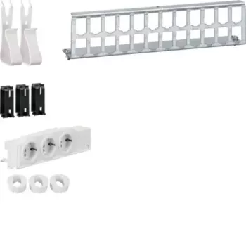 HAGER UM00M4 multimedijos modulis su 3 Schuko lizdais ir 12 RJ45 prievadais, baltas