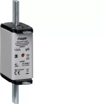HAGER LNH1100MK NH1C 100A 500V gG saugiklis su viršutiniu indikatoriumi, neatskiriamasis
