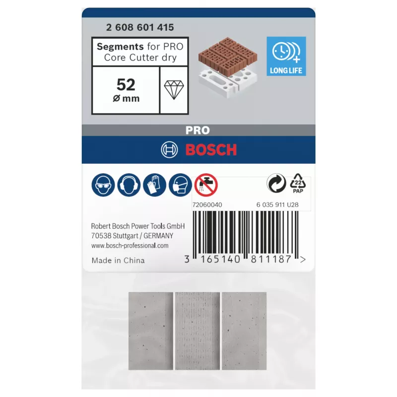 Bosch 2608601415 Deimantiniai segmentai sausoms šerdinėms grąžtams, 3 vnt.