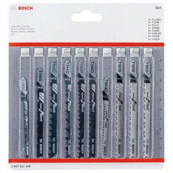 Bosch 2607011169 medienos pjūklelio ašmenų rinkinys, 10 vnt., T formos kotas, HCS