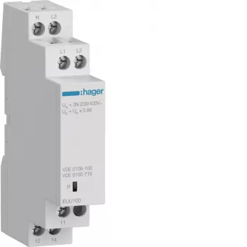 Hager EUU100 fazių stebėjimo relė, 3 fazių, 1 perjungiamasis kontaktas, 3x230/400V AC