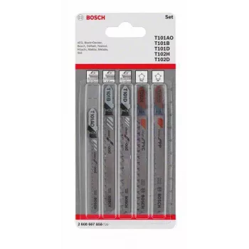 Bosch dėlionės pjūklo geležčių rinkinys medienai ir plastikui, 5 dalių, T formos kotas (2608667858)