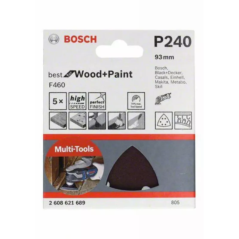Bosch 2608621689 delta šlifavimo lapeliai P240 93 mm, 5 vnt.