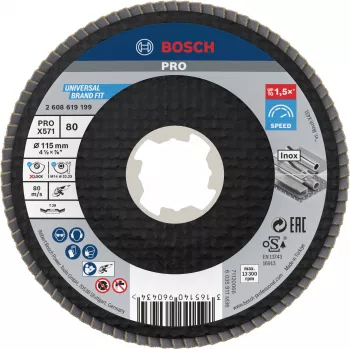 Bosch Accessories 2608619199 X-LOCK atsparusis šlifavimo diskas 115 mm, grūdėtumas 80, cirkonio aliuminio oksidas, kūginis Type 29, metalui, 1 vnt.