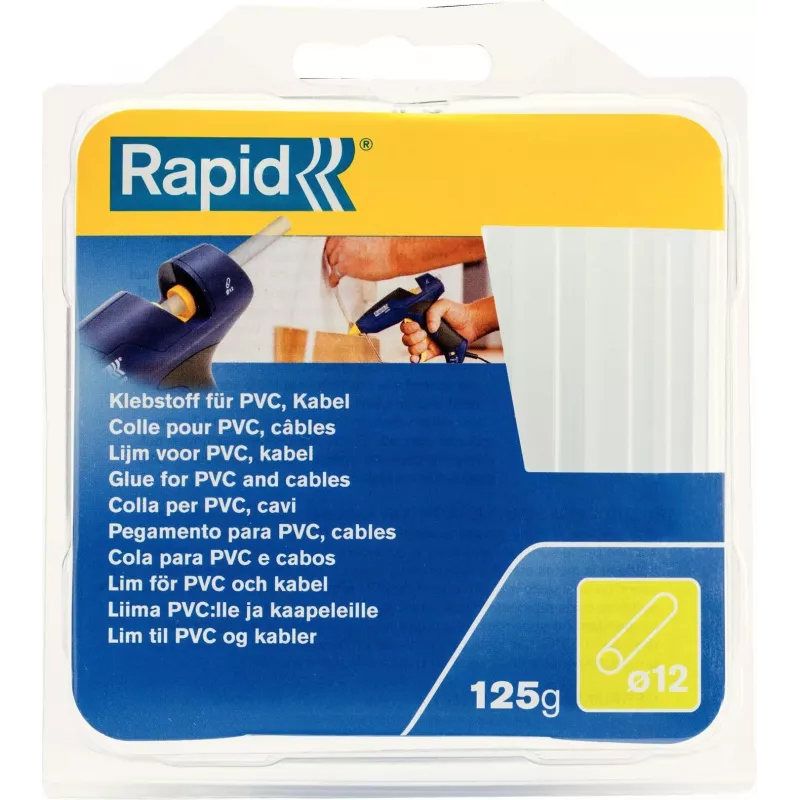 Rapid karšto lydalo klijų lazdelė PVC ir kabeliams, 12 mm skersmens, trumpa, permatoma, 1 vnt. 40107358