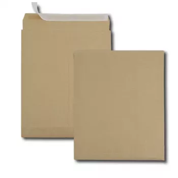 GPV sulankstytas siuntimo maišas su klostėmis ir blokiniu dugnu, 340 x 465 mm, rudas, be langelio, savaiminio lipnumo užsegimas, 1 vnt. (5005)