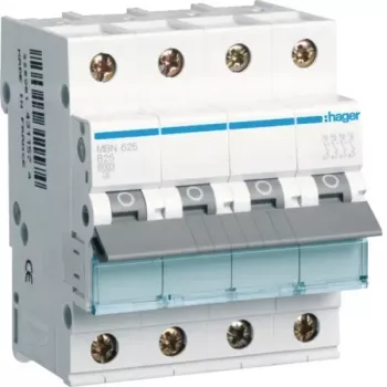 Hager MBN625 3P+N B charakteristikos 25A 6kA automatinis jungiklis