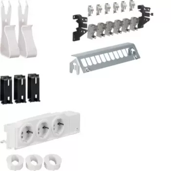 HAGER UM00M1 daugialypės terpės paskirstymo rinkinys su 3 Schuko lizdais ir 12 RJ45 Cat.6 patch prievadais, 24 TE