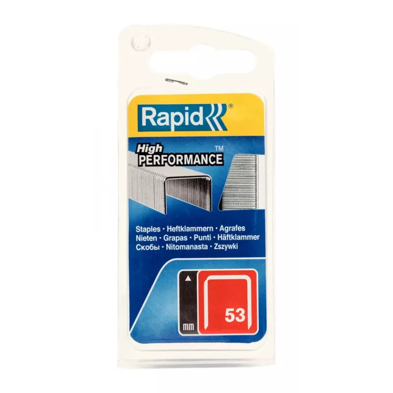 Rapid No. 53 smulkios vielos segtukai, 12 mm kojelės, cinkuotas plienas, 2500 vnt. pakuotė 40109505
