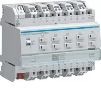 Hager TYAS610D KNX šviesos ir žaliuzių aktuatorius 10/5 kanalų 16A C-Load Secure