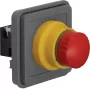 Hager WNA033 avarinio sustabdymo mygtuko įdėklas, raudona grybo formos galvutė, geltonas fonas, 1 NC, 250 V AC, 10 A, varžtiniai gnybtai, įleidžiamas montavimas