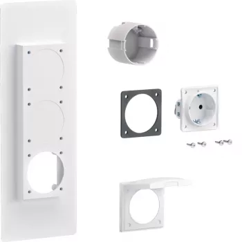 Hager universZ Schuko kištukinis lizdas su flanšu, 1 vietos, 250 V, 16 A, šviesiai pilkas ZY01SD