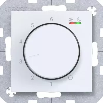 HAGER WAN5010WM patalpos temperatūros reguliatorius 230V/16A su sukamuoju/mygtuku, šildymui