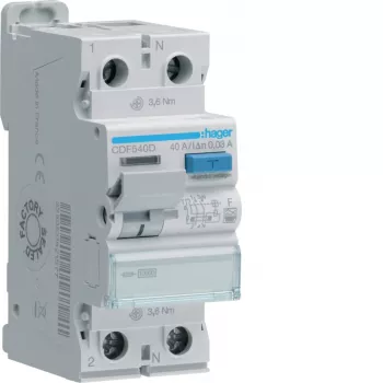 HAGER CDF540D liekamosios srovės grandinės pertraukiklis 2P 40A 30mA F tipo 10kA
