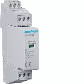 Hager SPC203N 3 tipo viršįtampių ribotuvas 1P+N Uc 264V In 5kA Up 1,25kV su nuotoliniu signalu