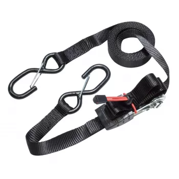 MASTER LOCK krovinio tvirtinimo diržas su reketu ir S-kabliukais, 4,25 m x 25 mm, 2 vnt. (3066EURDAT)