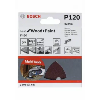 Bosch 2608621688 Delta šlifavimo popierius, grūdėtumas 180, 93 mm, 5 vnt.