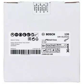 Bosch Best for Metal+Inox R780 paviršiaus apdorojimo diskas, 125 mm, X-LOCK, grūdėtumas 120, 2608619188