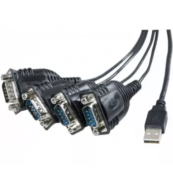 Exertis Connect USB į serijinį adapterio kabelis, USB-A male į DB-9 male, 1,3 m, sparnuotieji varžtai, juodas 040344