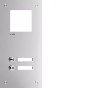 Hager RTQ102X priekinė plokštė domofonui, Mono, 2 mygtukai, aliuminis