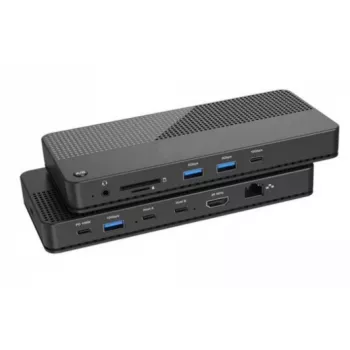 EXERTIS CONNECT KVM perjungiklis su dokine stotimi, HDMI 4K Ultra HD, LAN, 4 prievadų USB šakotuvas, audio, kortelių skaitytuvas (061110)