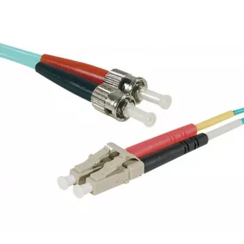 EXERTIS CONNECT LWL komutacinis kabelis Eco, 50/125 µm, OM3 pluoštas, LC Duplex kištukas/ST Duplex kištukas, aqua spalvos, 5,0 m UPC UPC šlifas (392734)