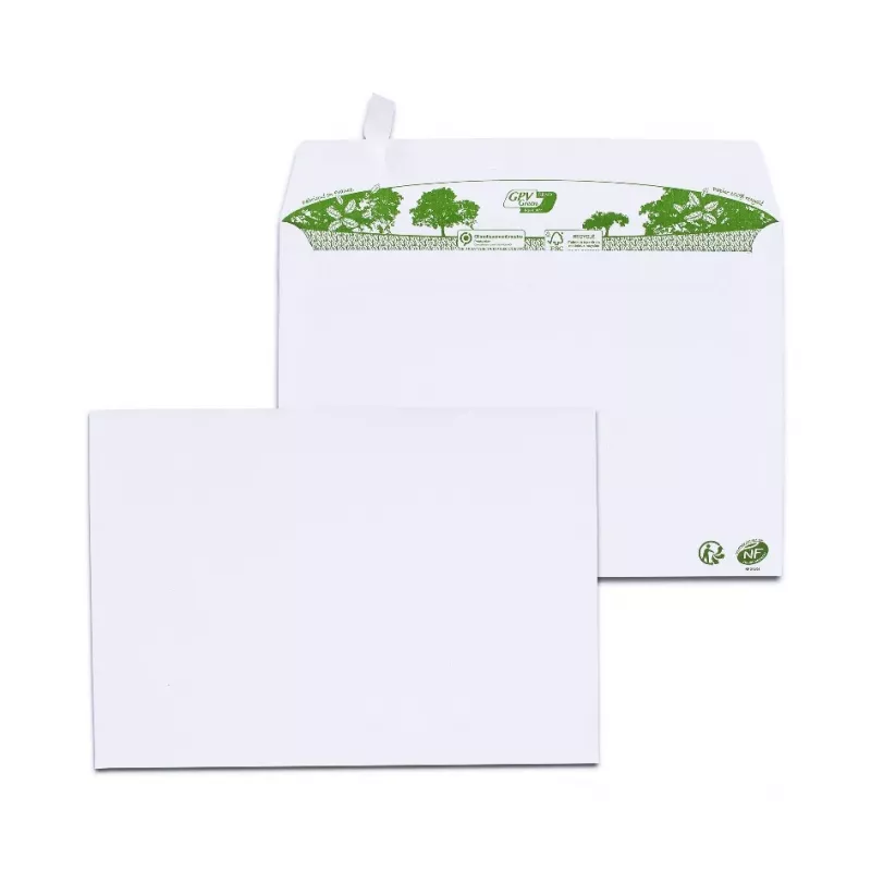 GPV ERAPure C5 vokai 162 x 229 mm, 80 g/m², 100% perdirbto popieriaus, balti, be chloro, lipnūs, 500 vnt. 3303