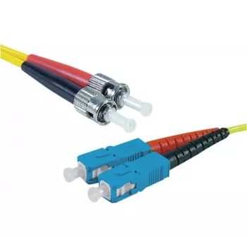 Exertis Connect ST/UPC – SC/UPC vienmodis dvigubas optinis komutacinis kabelis, 2 m, OS2, LSZH, geltonas 392882