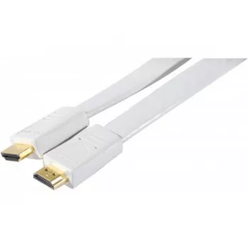 EXERTIS CONNECT High Speed HDMI plokščias kabelis, auksuoti jungtys, HDMI Type A male to Type A male, baltas, 1,8 m 128312