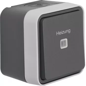 Hager WNC016 paviršinio montavimo valdymo perjungiklis su šildymo žyma, IP55, pilkas