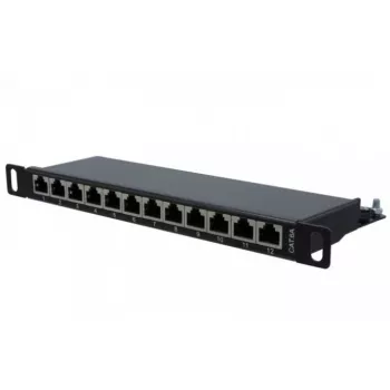 EXERTIS CONNECT Cat. 6A STP 10 colių 0,5U 12 prievadų komutacinė panelė, juoda 257312