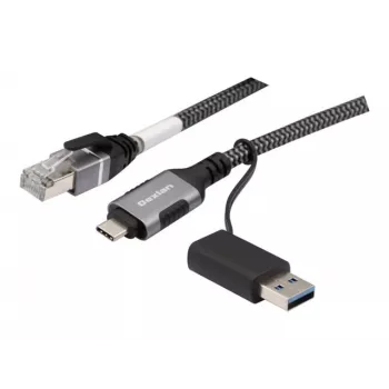Dexlan USB Gigabit Ethernet tinklo kabelis, USB C/A į RJ45, 2,0 m (310702)