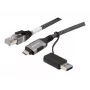 Dexlan USB Gigabit Ethernet tinklo kabelis, USB C/A į RJ45, 2,0 m (310702)