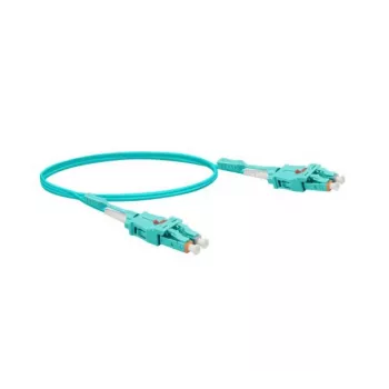 EXERTIS CONNECT Uniboot šviesolaidinis komutacinis kabelis, 50/125 µm OM3, LC Duplex į LC Duplex, UPC, aqua spalvos, 3,0 m 392943