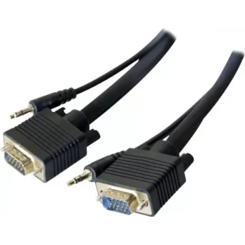 EXERTIS CONNECT S-VGA monitoriaus kabelis su audio, 15-pin HD D-Sub male to male, 5,0 m, juodas 137221
