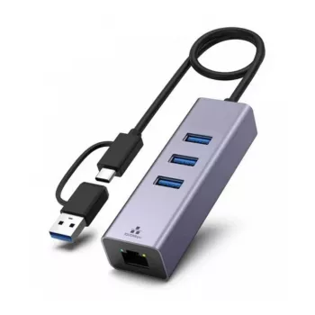 Exertis Connect USB 3.1 Gigabit Ethernet tinklo adapteris su USB šakotuvu ir Type-C konverteriu (310763)