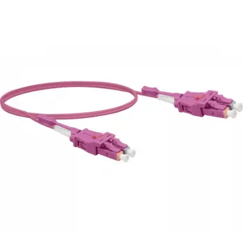 Exertis Connect LC/UPC į LC/UPC OM4 daugiamodis dvigubas optinis komutacinis kabelis, 2m, Uniboot, be halogenų, Erika Violet 392952