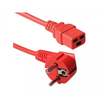 Exertis Connect 16 A kampinis Schuko į tiesų C19 maitinimo kabelis, raudonas, 2 m 640055