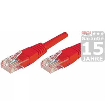 EXERTIS CONNECT Cat.5e U/UTP komutacinis kabelis, raudonas, 5,0 m, plonu apsauginiu antgaliu 853946