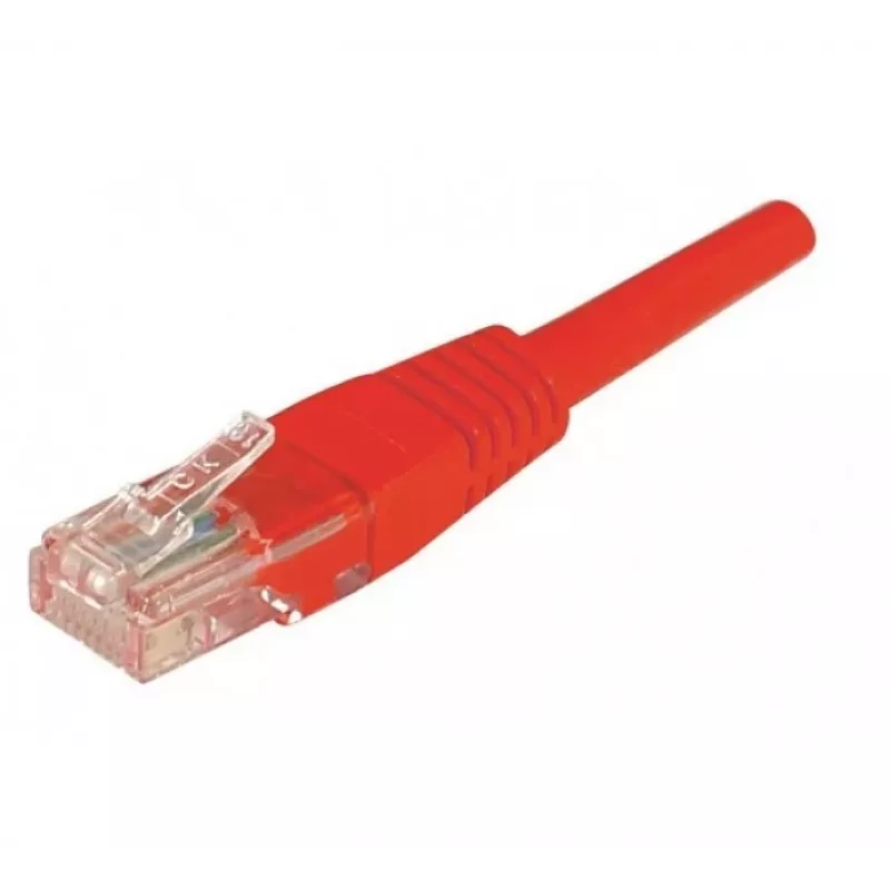 EXERTIS CONNECT Cat.5e U/UTP komutacinis kabelis, raudonas, 5,0 m, plonu apsauginiu antgaliu 853946