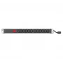 EXERTIS CONNECT 19 inch 1U stelažo PDU, 12 x IEC C13 lizdai, Schuko įėjimas, 2,5 m kabelis, aliuminis, juodas (808903)