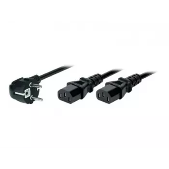 TECLINE Y maitinimo skirstytuvas, kampuotas Schuko kištukas į 2x IEC C13 lizdus, 1,8 m, juodas 808410